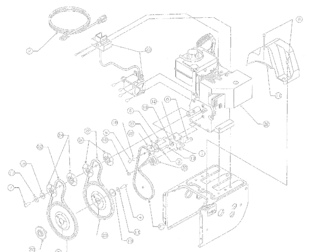 Belt Drive Diagram and Parts List for 1998 Yard Machines Snow Blower